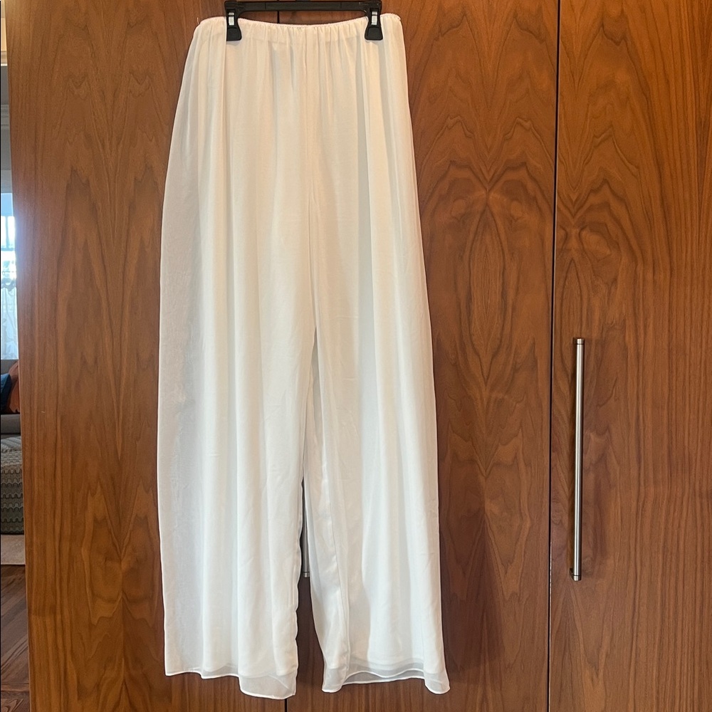 Dressy chiffon overlay pants elastic waist Medium - Picture 2 of 5